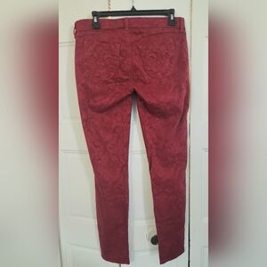 SIWY SLIM STRETCH SKINNY CROP JEANS IN RED TREFOIL PRINT, 29